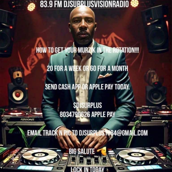 83.9 FM DJSURPLUSVISION RADIO Logo